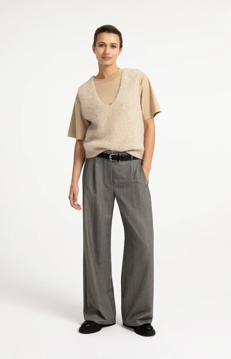 picture of Yaya Soft Knit Spencer With Deep V-Neck - Light Beige Melange - Number Two - womens - fashion - clothing - Yaya 8