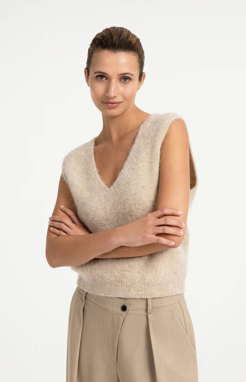 picture of Yaya Soft Knit Spencer With Deep V-Neck - Light Beige Melange - Number Two - womens - fashion - clothing - Yaya 4