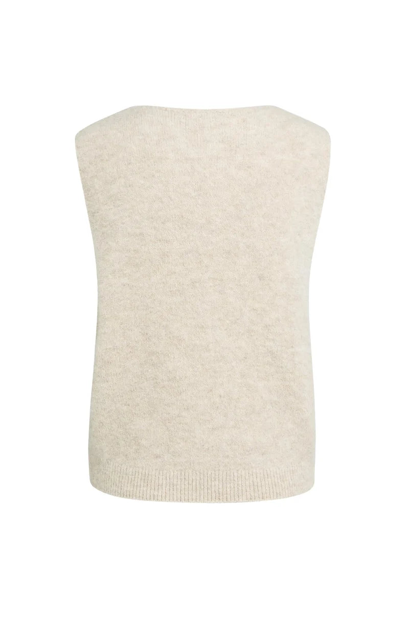picture of Yaya Soft Knit Spencer With Deep V-Neck - Light Beige Melange - Number Two - womens - fashion - clothing - Yaya 10
