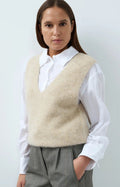 picture of Yaya Soft Knit Spencer With Deep V-Neck - Light Beige Melange - Number Two - womens - fashion - clothing - Yaya 1