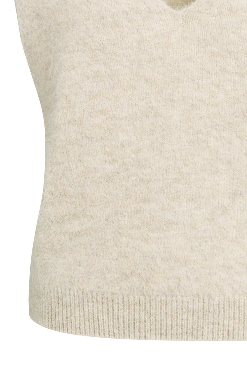 picture of Yaya Soft Knit Spencer With Deep V-Neck - Light Beige Melange - Number Two - womens - fashion - clothing - Yaya 11