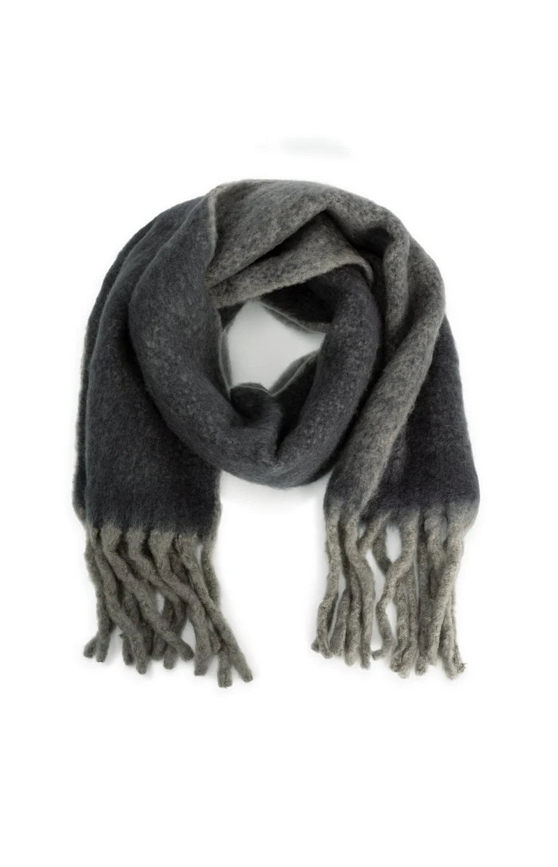 picture of Yaya Soft Woven Scarf with Fringes - Full Moon Grey Melange - Number Two - womens - fashion - accessories - Yaya 1