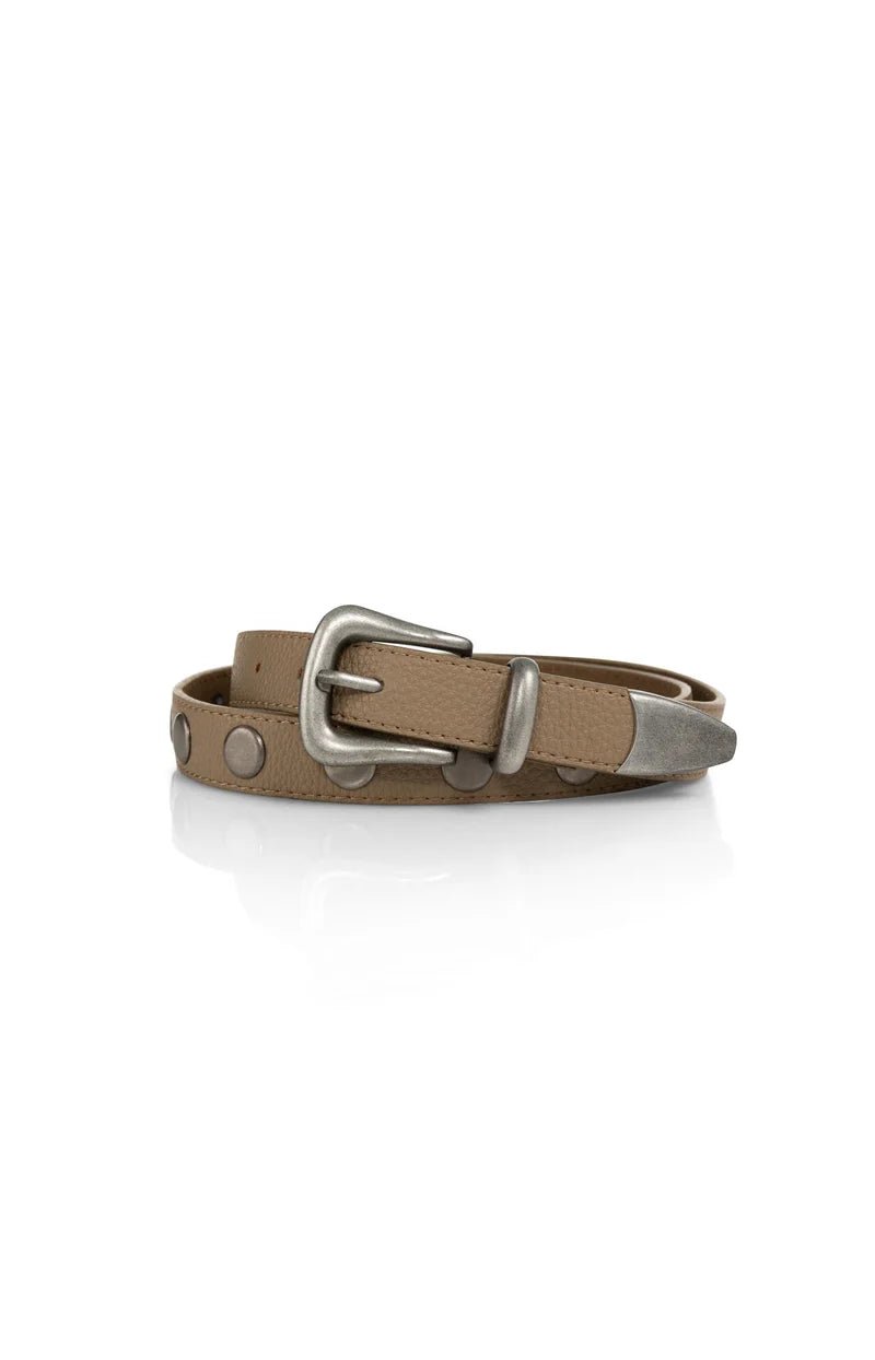 picture of Yaya Leather Studded Belt - Khaki Green - Number Two - womens - fashion - accessories - Yaya 1