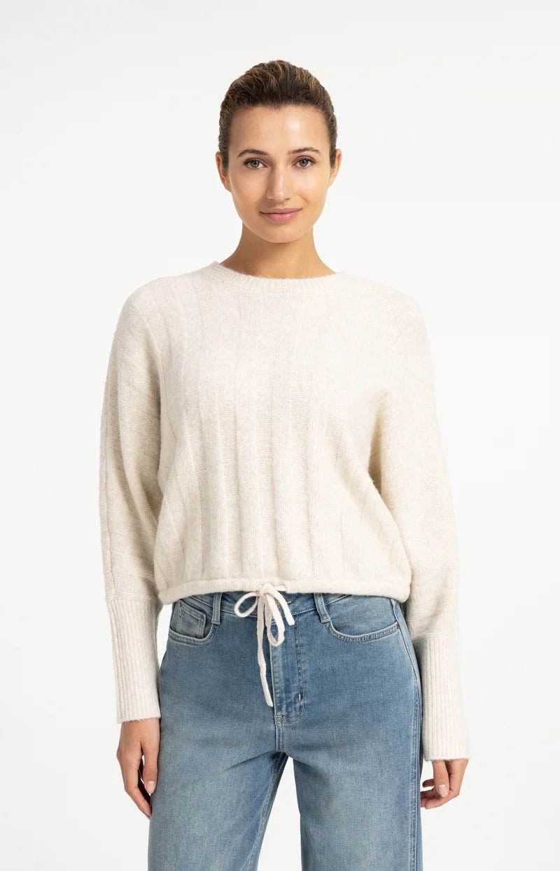 picture of Yaya Sweater With Batwing Sleeves Drawcord Hem - Off White Melange - Number Two - womens - fashion - clothing - Yaya 4