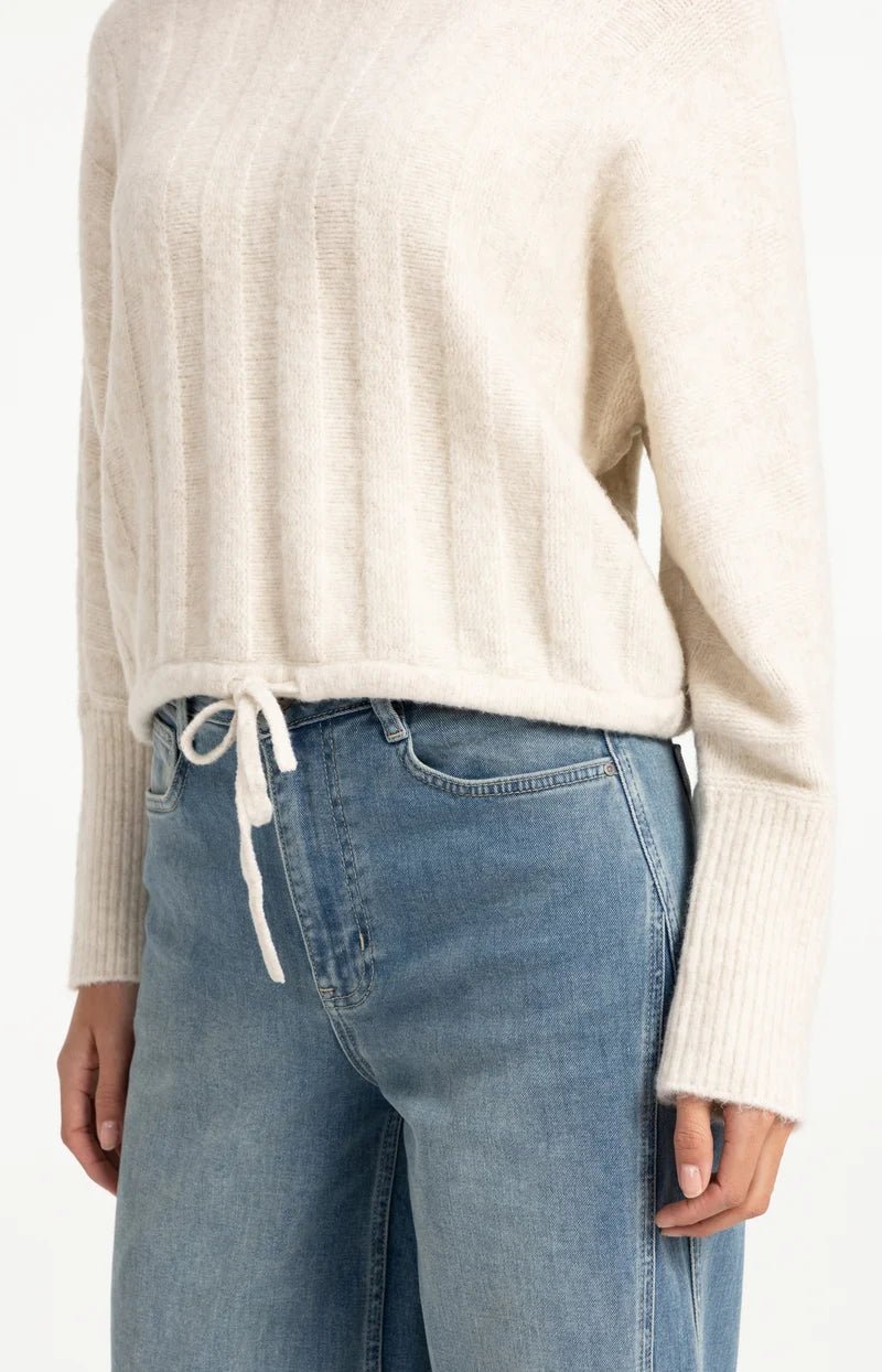picture of Yaya Sweater With Batwing Sleeves Drawcord Hem - Off White Melange - Number Two - womens - fashion - clothing - Yaya 6