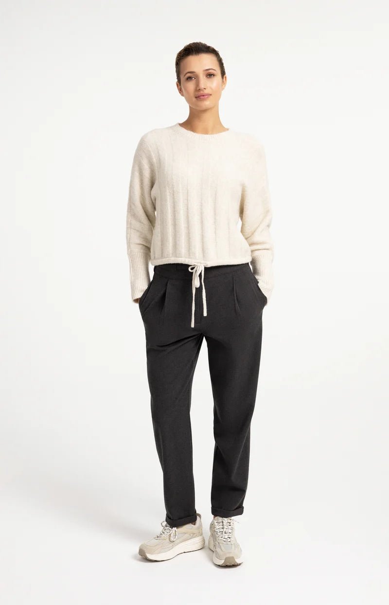 picture of Yaya Sweater With Batwing Sleeves Drawcord Hem - Off White Melange - Number Two - womens - fashion - clothing - Yaya 9