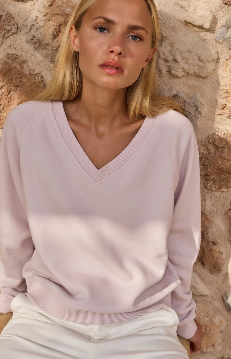 picture of Yaya V Neck Sweater with V Neck & Ribbed Trims - Grey Lilac - Number Two - womens - fashion - clothing - Yaya 1