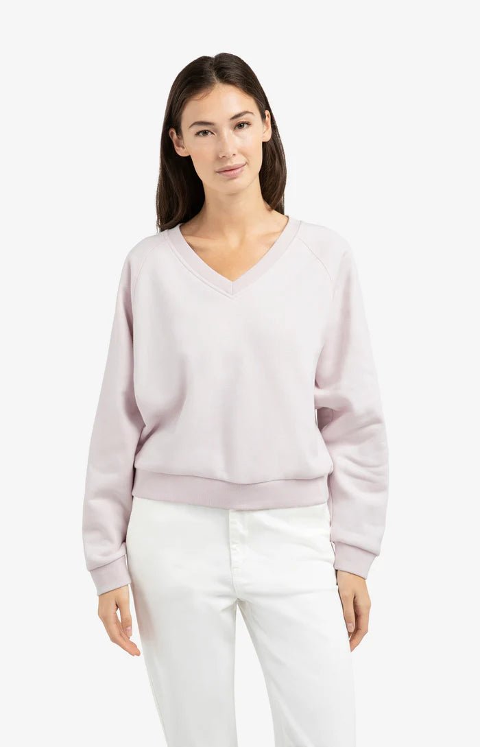 picture of Yaya V Neck Sweater with V Neck & Ribbed Trims - Grey Lilac - Number Two - womens - fashion - clothing - Yaya 3
