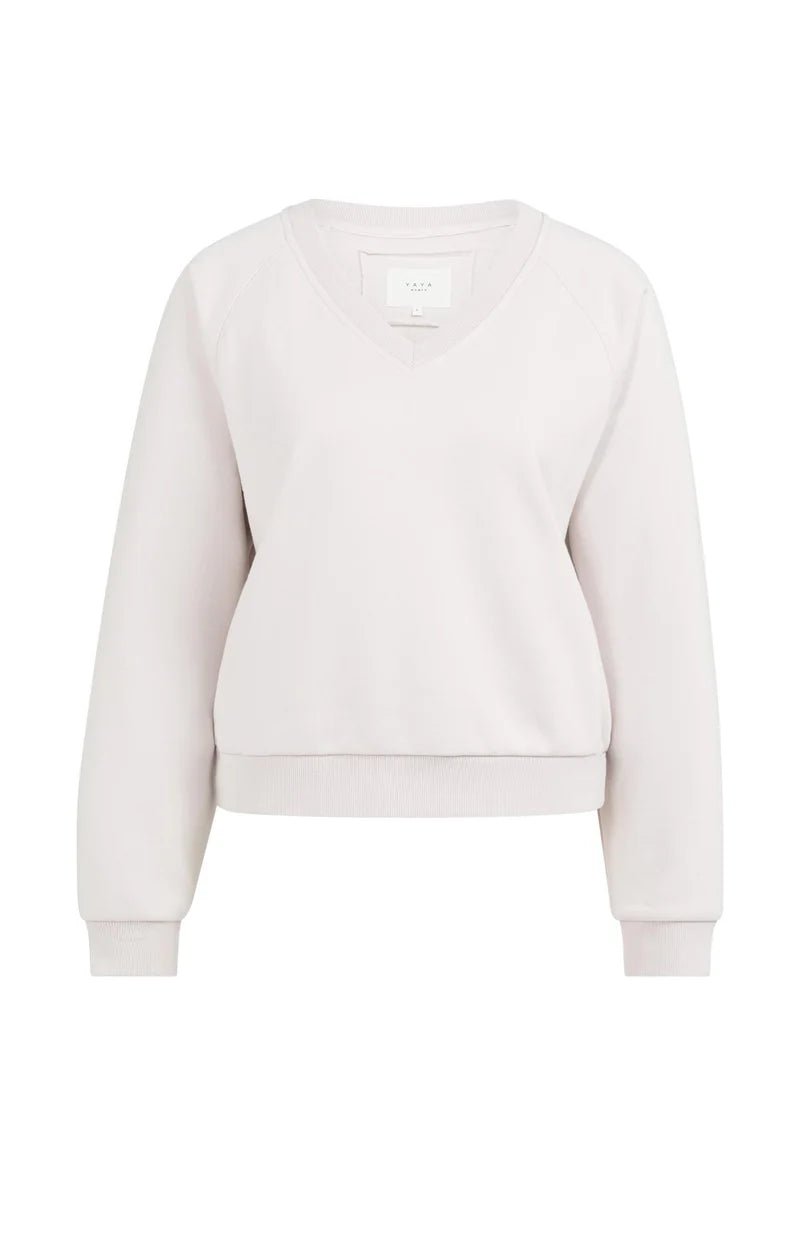 picture of Yaya V Neck Sweater with V Neck & Ribbed Trims - Grey Lilac - Number Two - womens - fashion - clothing - Yaya 6