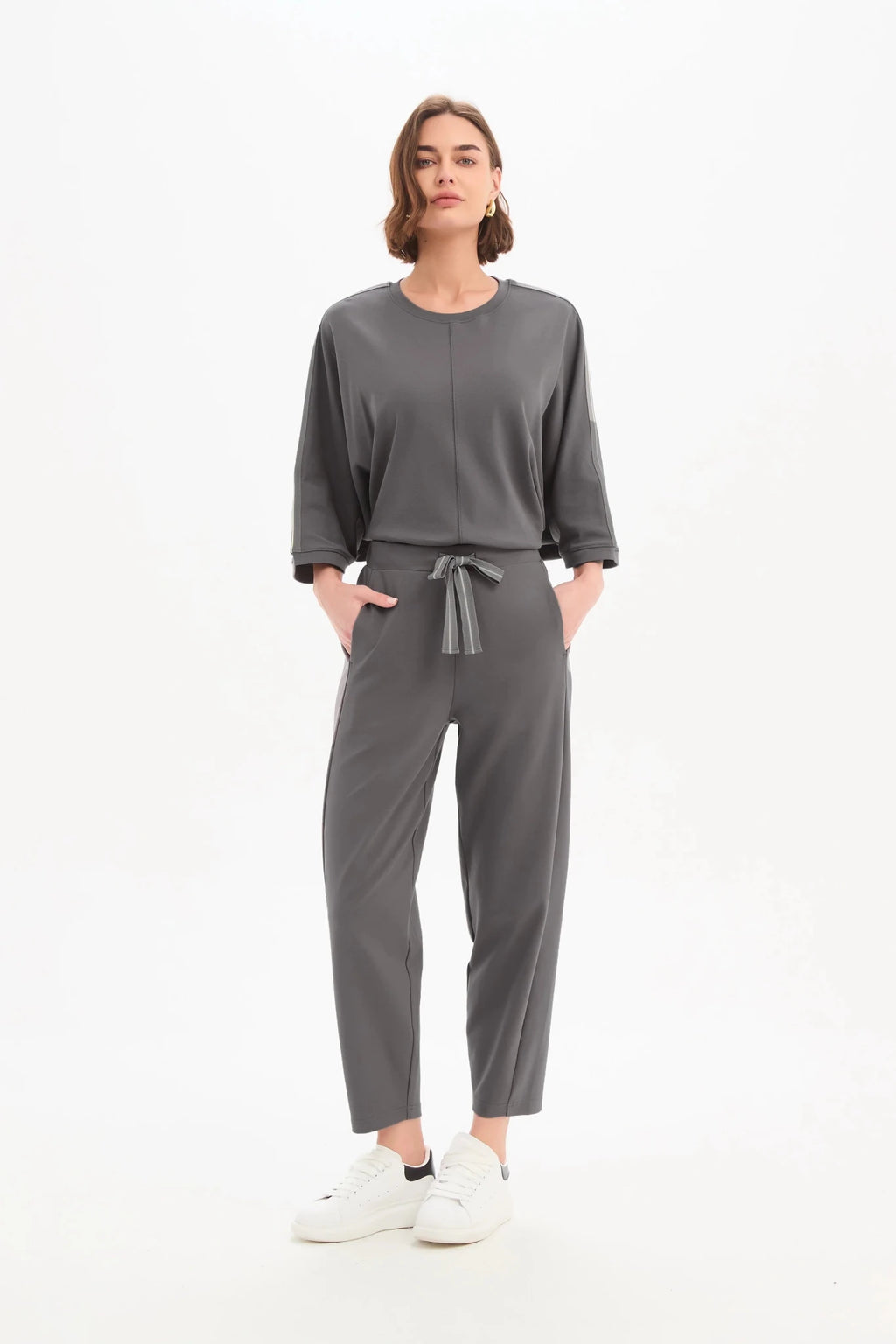 picture of Tirelli Barrel Leg Jersey Pant - Graphite - Number Two - womens - fashion - clothing - Tirelli 1