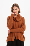 picture of Tirelli Zip Collar Boxy Rib Sleeve Knit - Amberstone - Number Two - womens - fashion - clothing - Tirelli 2
