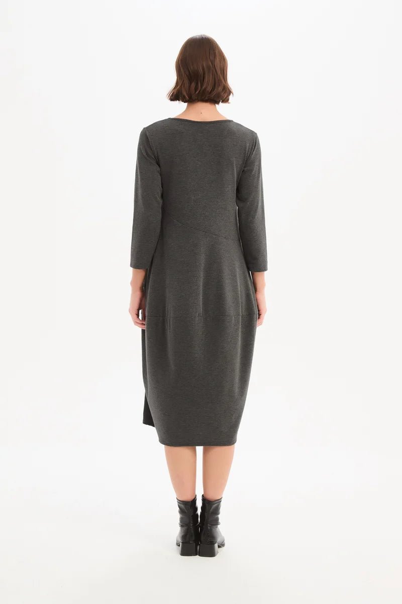 picture of Tirelli Diagonal Seam Knit Dress - Charcoal - Number Two - womens - fashion - clothing - Tirelli 2