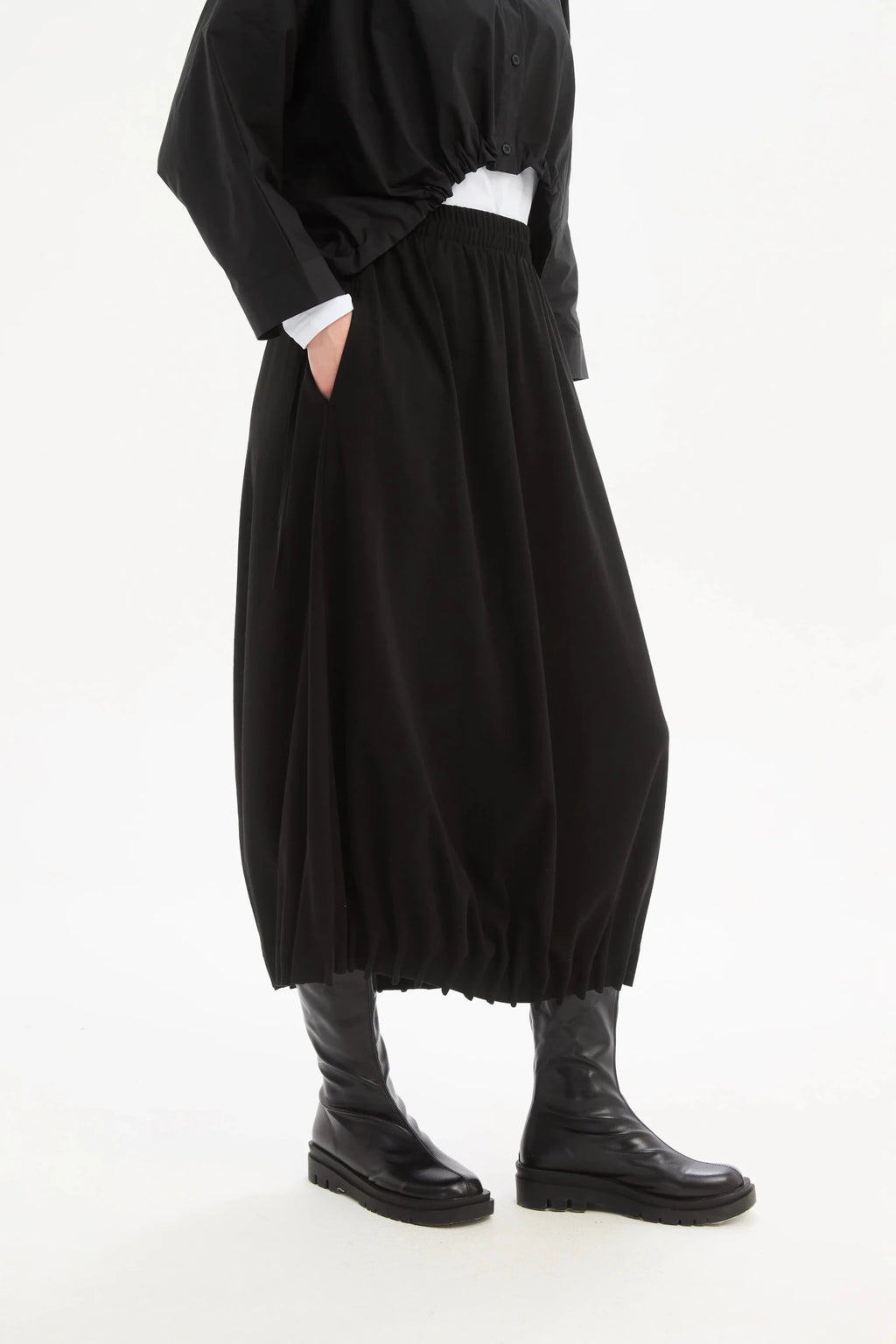 picture of Tirelli Jersey Pin Tuck Hem Skirt - Black - Number Two - womens - fashion - clothing - Tirelli 2