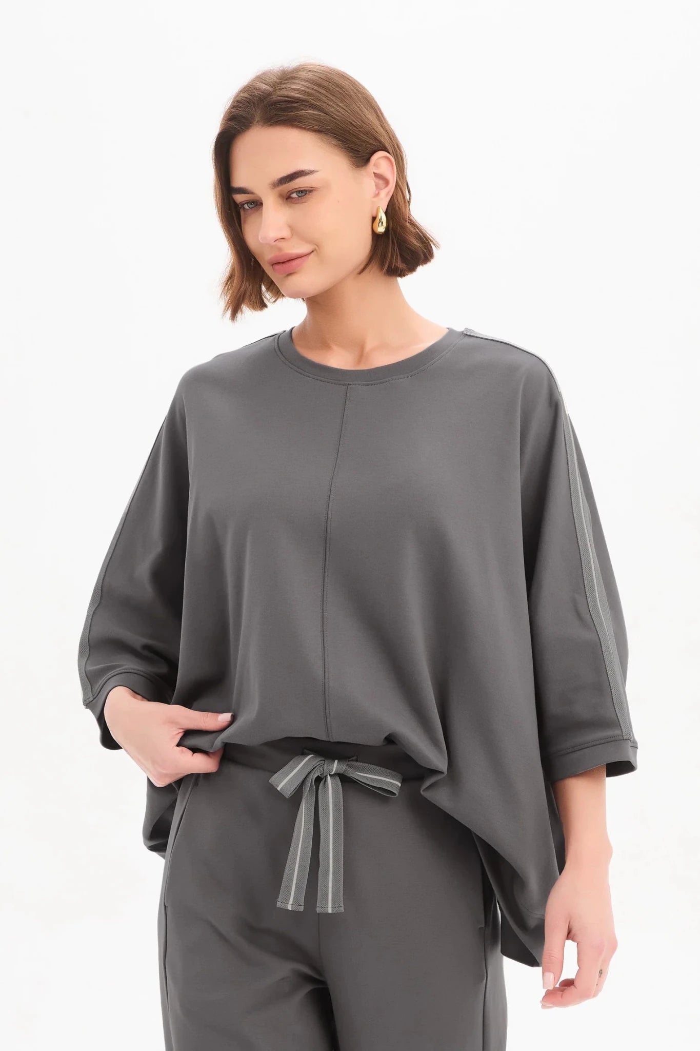 picture of Tirelli Oversized 3/4 Stripe Sleeve Tee - Graphite - Number Two - womens - fashion - clothing - Tirelli 3
