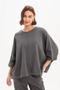 picture of Tirelli Oversized 3/4 Stripe Sleeve Tee - Graphite - Number Two - womens - fashion - clothing - Tirelli 1