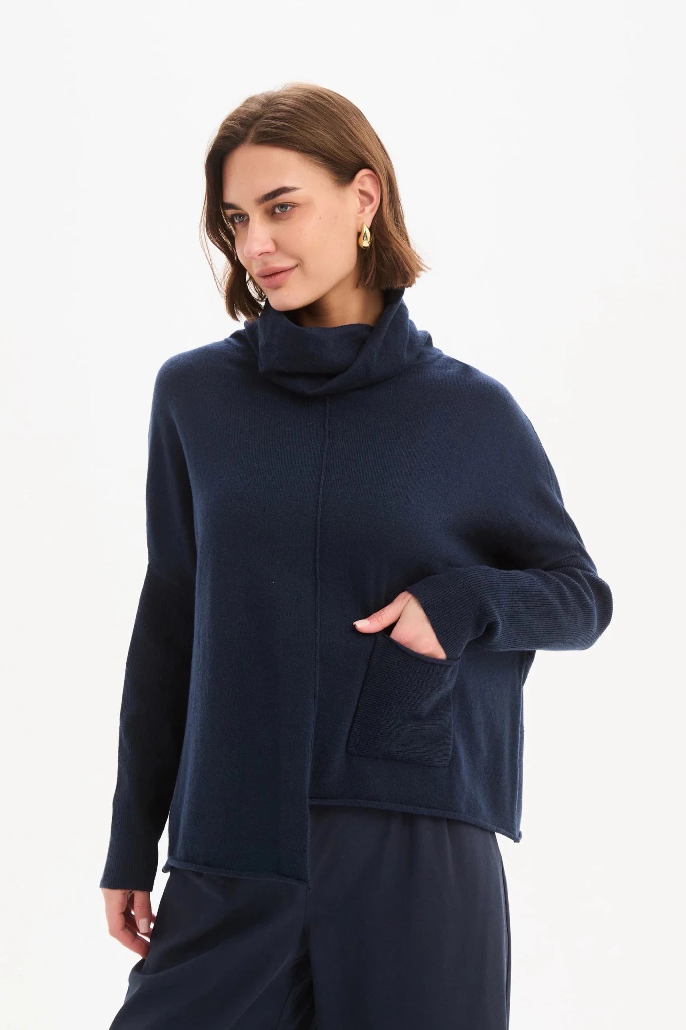 picture of Tirelli Roll Hem Pocket Knit - Navy - Number Two - womens - fashion - clothing - Tirelli 1