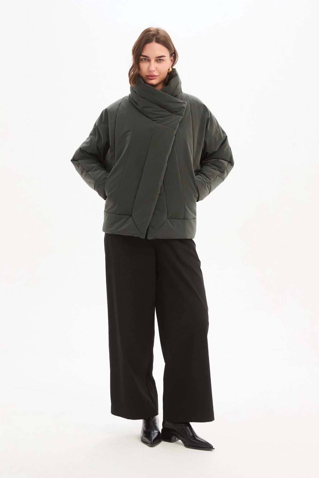 picture of Tirelli Wrap Front Puffa Jacket - Steel - Number Two - womens - fashion - clothing - Tirelli 2