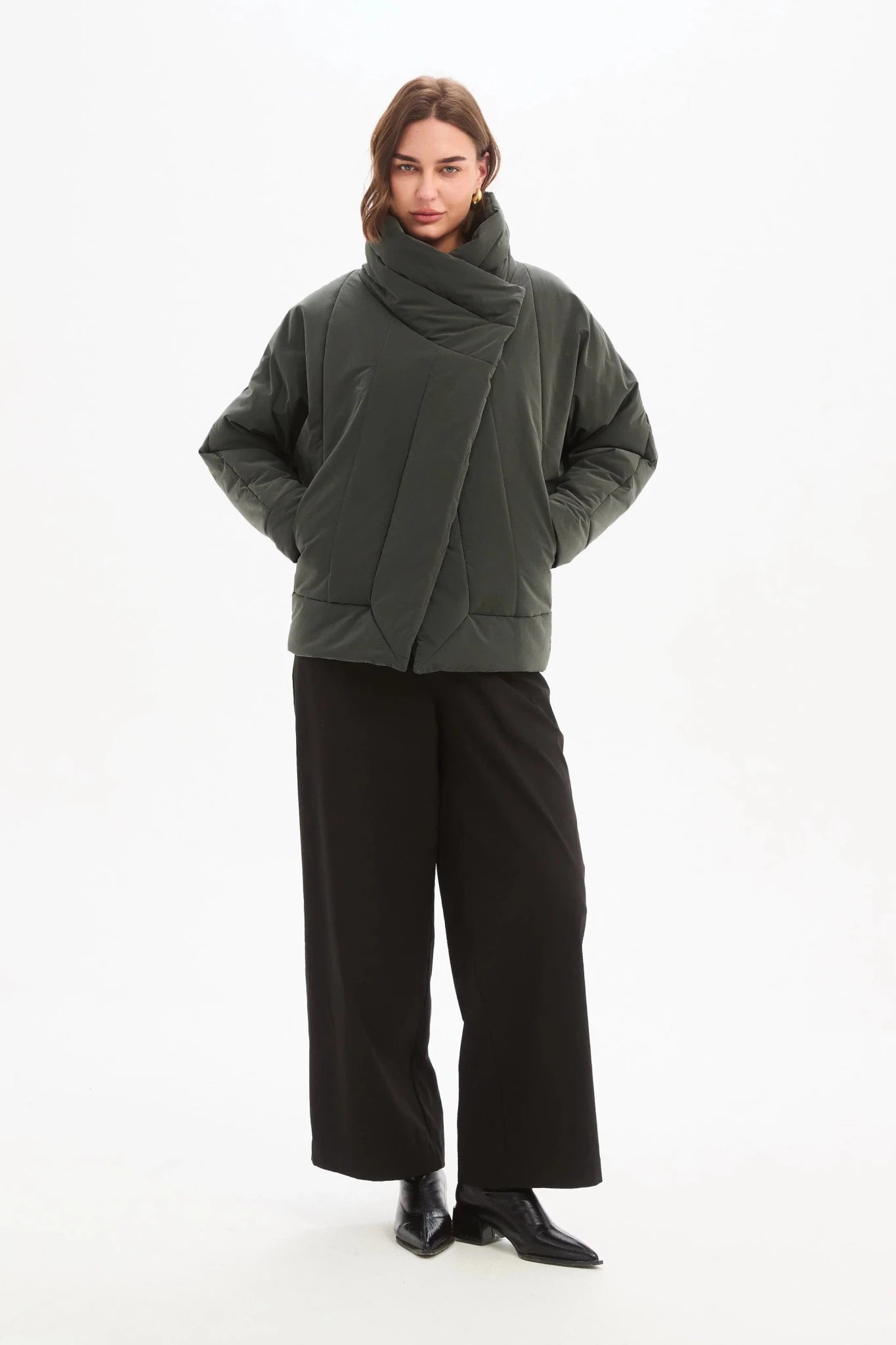 picture of Tirelli Wrap Front Puffa Jacket - Steel - Number Two - womens - fashion - clothing - Tirelli 2