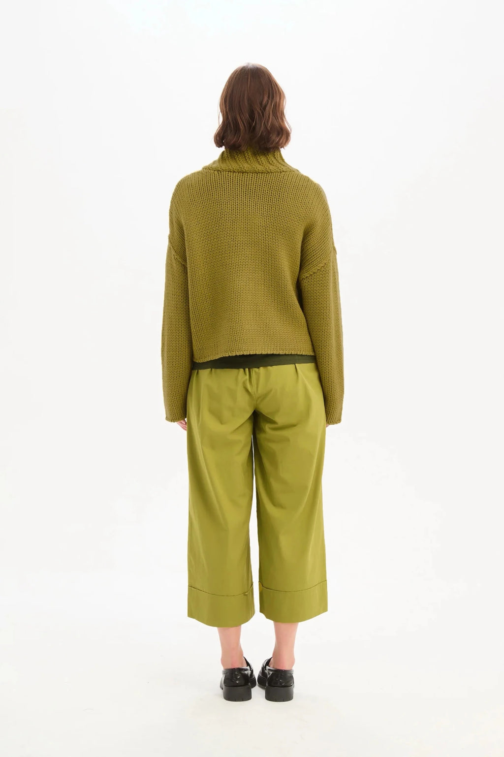 picture of Tirelli Zip Collar Boxy Rib Sleeve Knit - Chartreuse - Number Two - womens - fashion - clothing - Tirelli 4