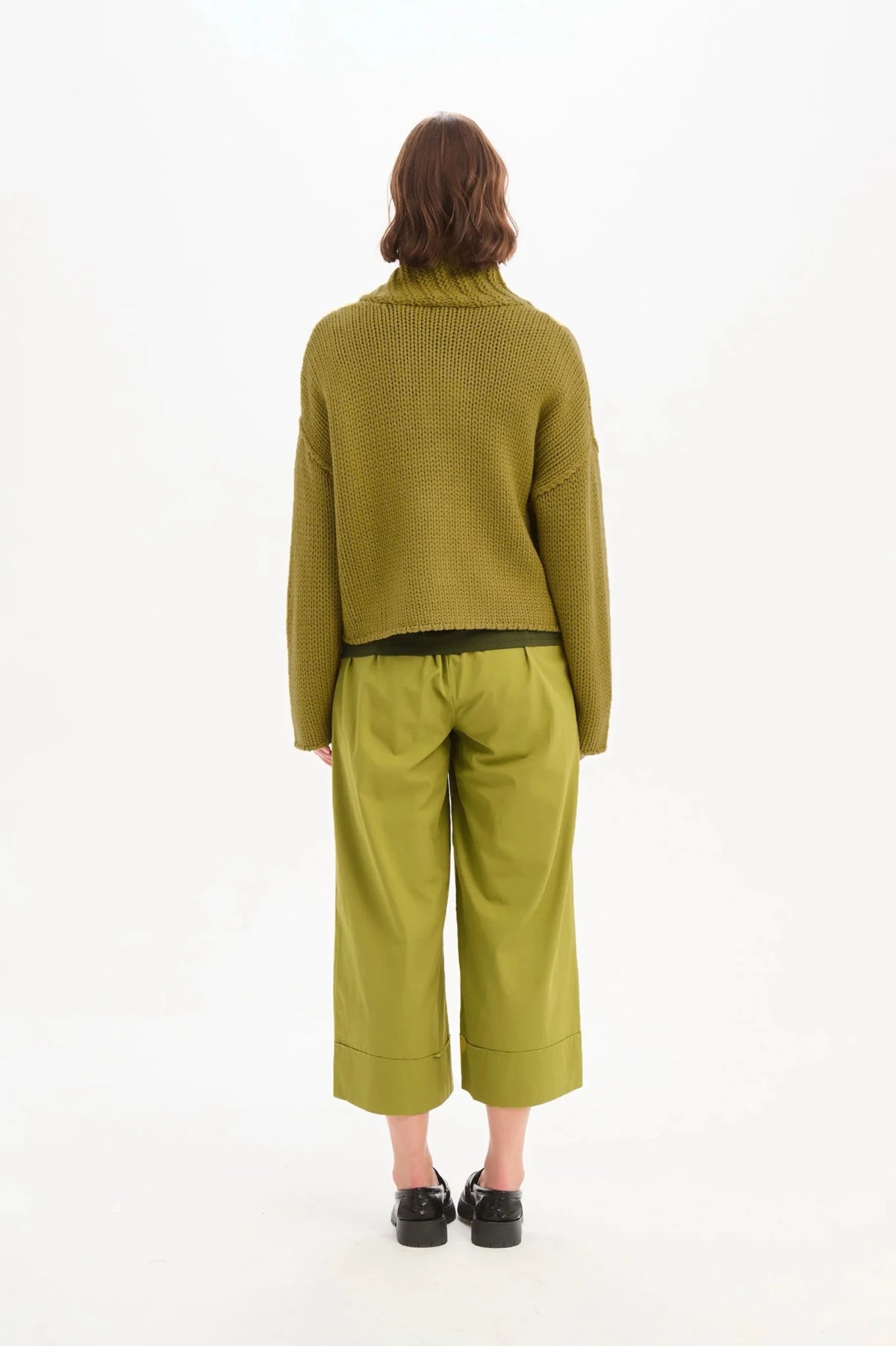 picture of Tirelli Zip Collar Boxy Rib Sleeve Knit - Chartreuse - Number Two - womens - fashion - clothing - Tirelli 4