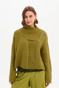 picture of Tirelli Zip Collar Boxy Rib Sleeve Knit - Chartreuse - Number Two - womens - fashion - clothing - Tirelli 1