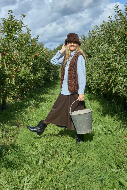 picture of Black Colour SHANTI FUR Vest - Brown Leo - Number Two - womens - fashion - clothing - Black Colour 1