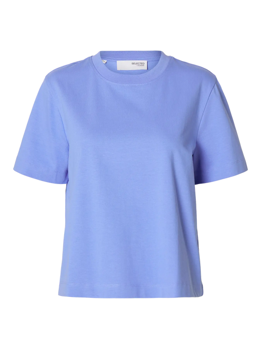 Selected Femme Essential SS Boxy Tee Bright Cornflower Blue