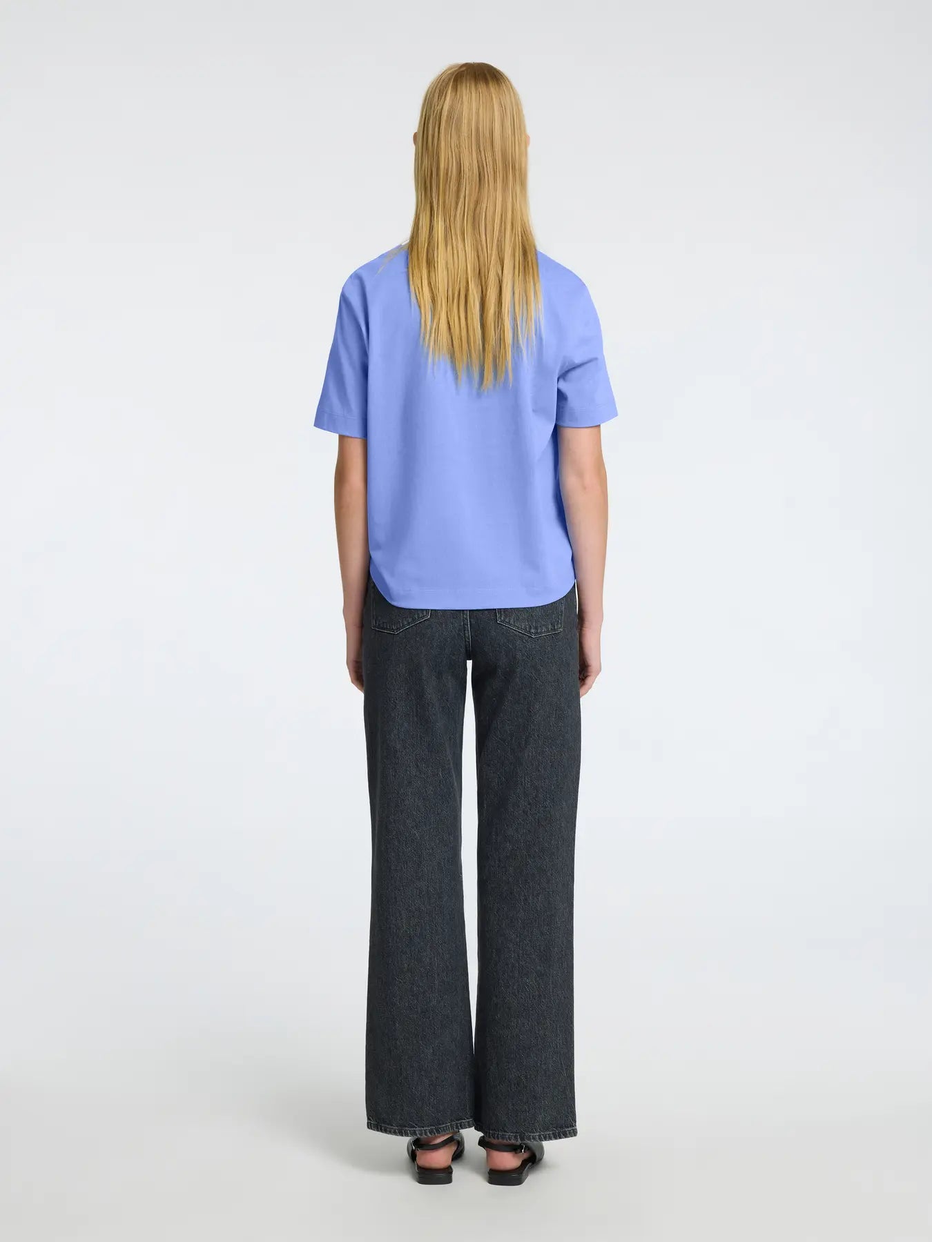 Selected Femme Essential SS Boxy Tee Bright Cornflower Blue