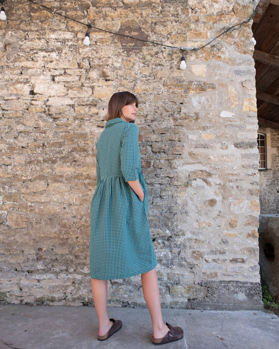 Bibico Bea Shirt Dress Gingham Duck Egg