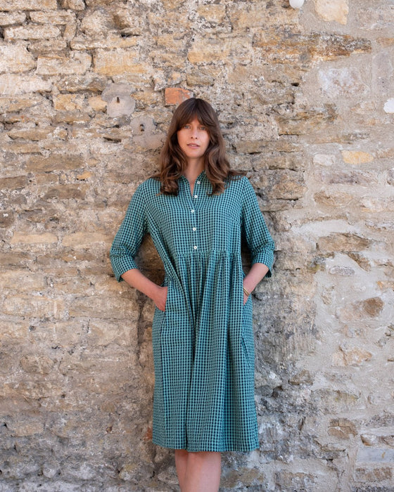Bibico Bea Shirt Dress Gingham Duck Egg