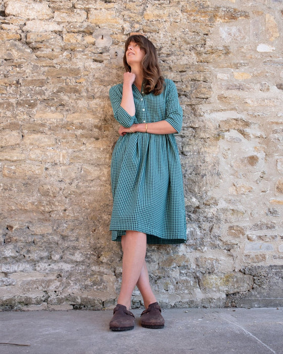 Bibico Bea Shirt Dress Gingham Duck Egg