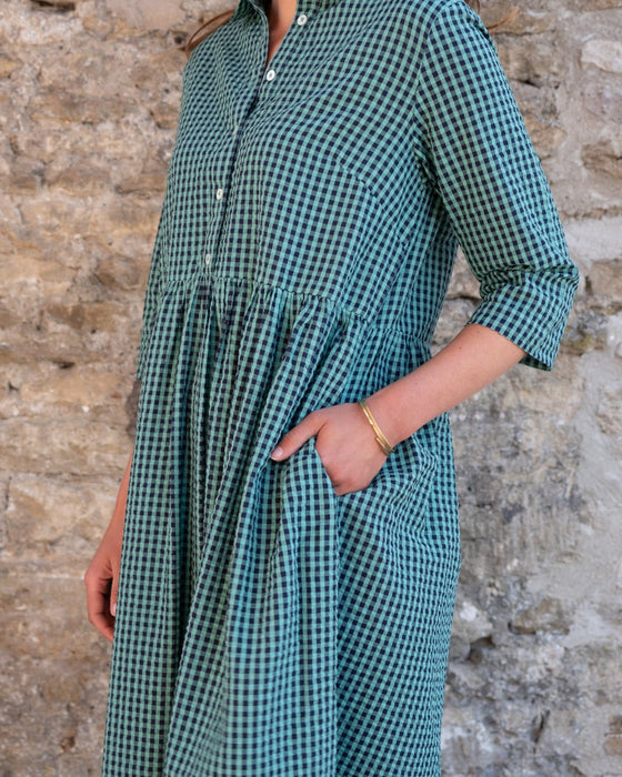 Bibico Bea Shirt Dress Gingham Duck Egg
