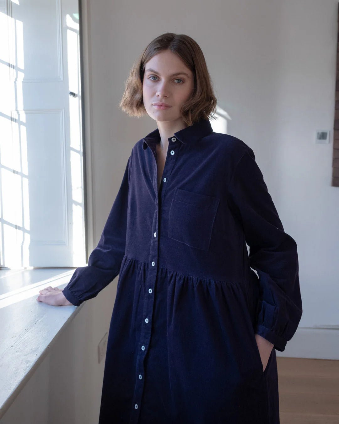picture of Bibico Bea Shirt Dress - Thin Navy Cord - Number Two - womens - fashion - clothing - Bibico 2