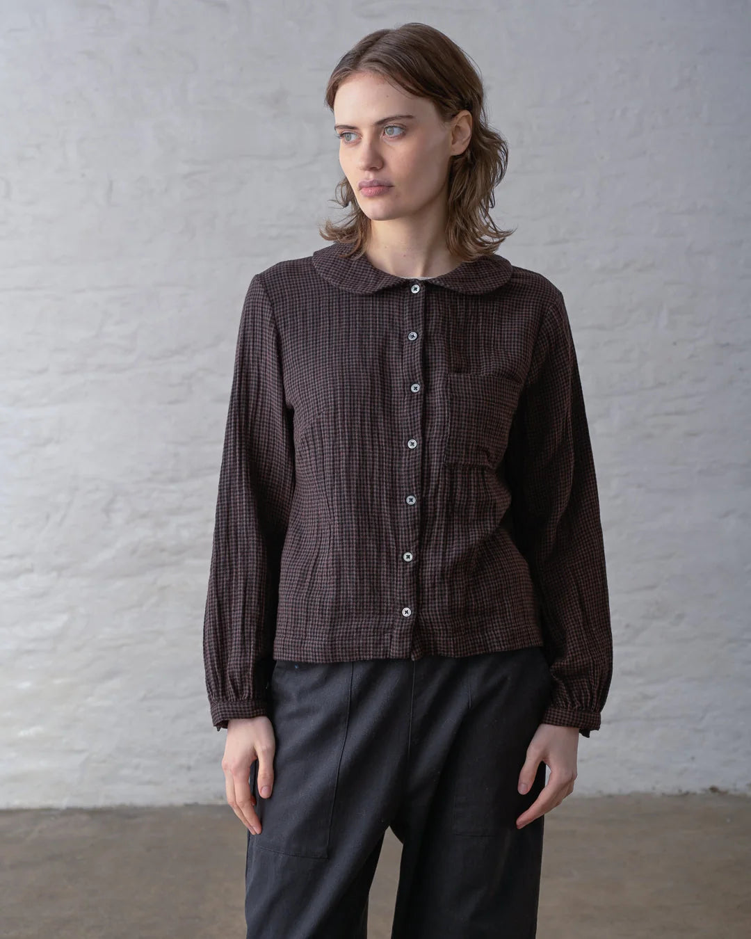 Bibico Jolene Casual Shirt - Cocoa Check