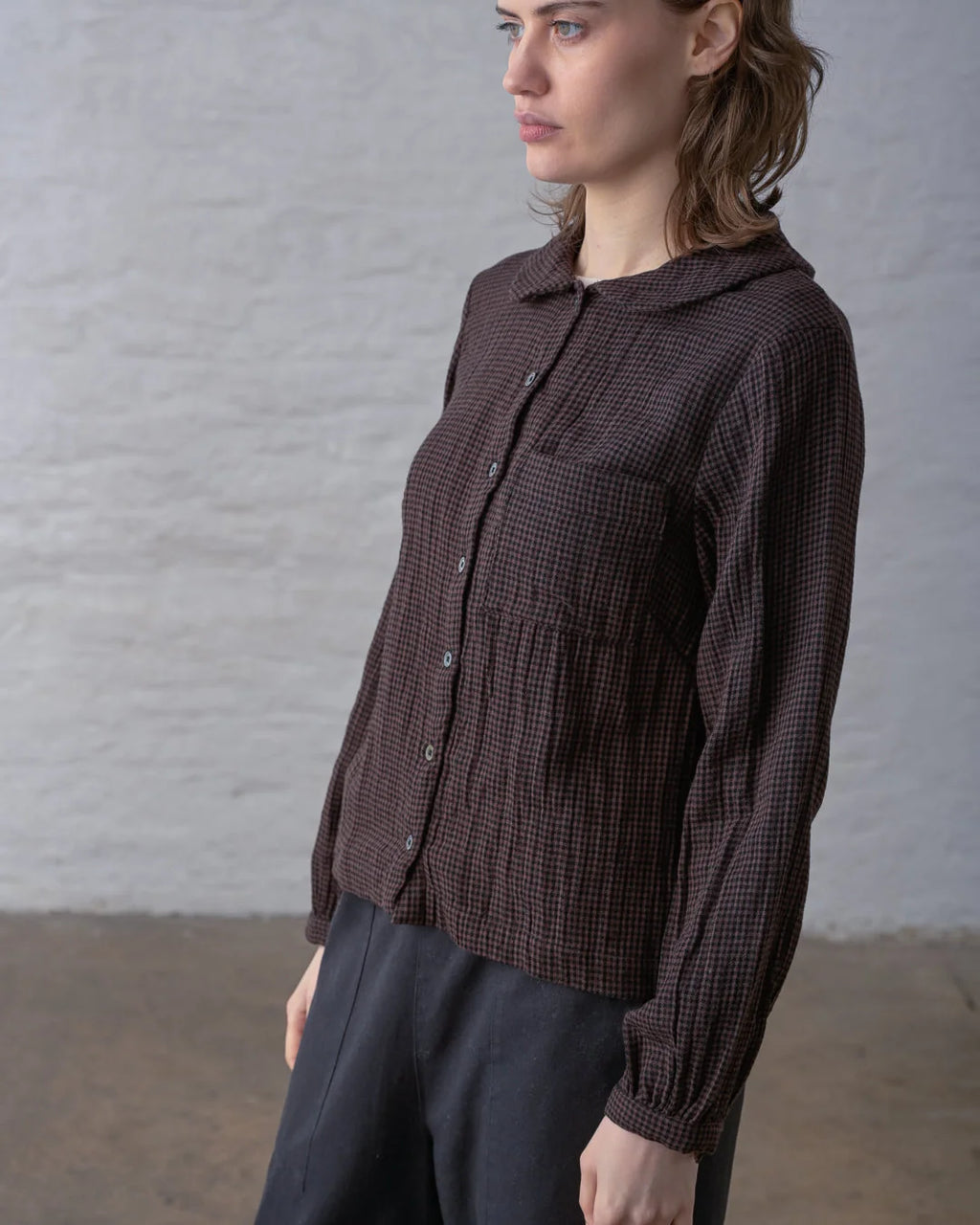 Bibico Jolene Casual Shirt - Cocoa Check
