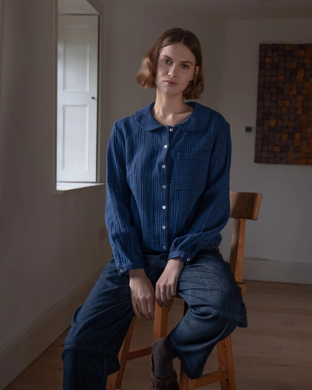 picture of Bibico Jolene Casual Shirt - Petrol Check - Number Two - womens - fashion - clothing - Bibico 3