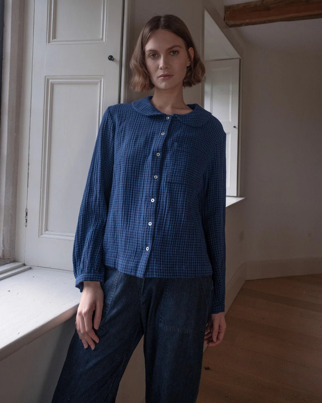 picture of Bibico Jolene Casual Shirt - Petrol Check - Number Two - womens - fashion - clothing - Bibico 4