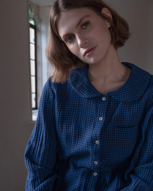 picture of Bibico Jolene Casual Shirt - Petrol Check - Number Two - womens - fashion - clothing - Bibico 1