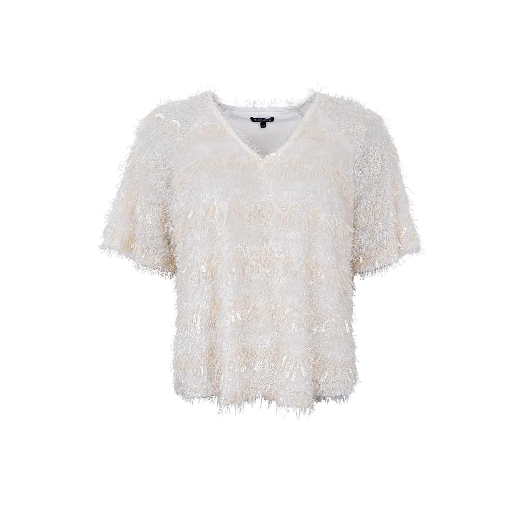 picture of Black Colour FITZ Blouse T Shirt - Off White sequins - Number Two - womens - fashion - clothing - Black Colour 2